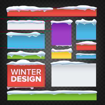 Banner, Button With Snow Caps Vector. Holidays Christmas Design. Frozen Effect Isolated Illustration vector