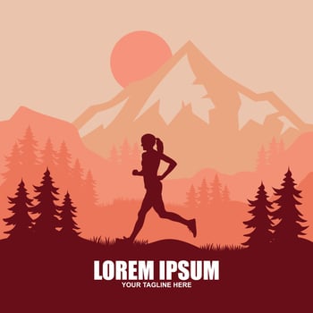 Running and marathon logo design template vector