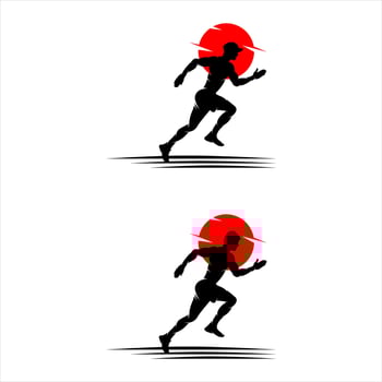 Running Man silhouette Logo with Finish ribbon, Marathon logo template, running club or sports club vector