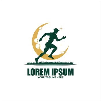 Running Man silhouette Logo with Finish ribbon, Marathon logo template, running club or sports club vector