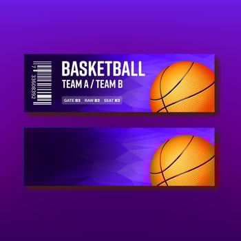 Colorful Ticket Visit Basketball Template Vector
