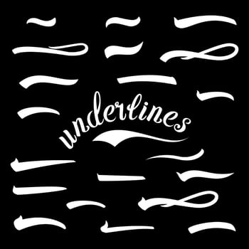 Underline. Set Vintage Underlines. Important Information. Vintage Handmade Elements For Housewarming Posters, Greeting Cards. Handwritten Letter. Hand Drawn Highlighter. Vector Illustration