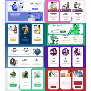 Website Banners Set Vector. Horizontal, Vertical. Site Scheme Template. Front End Site Scheme. Onboarding Screen. Responsive Banner Interface. Cartoon Person. Illustration vector