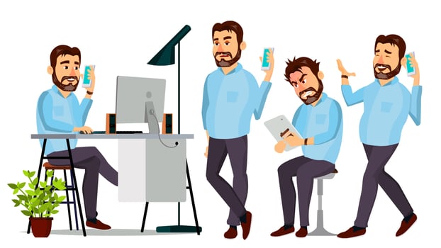 Boss Character Vector. Environment Process. Various Action. Cartoon Business Illustration vector