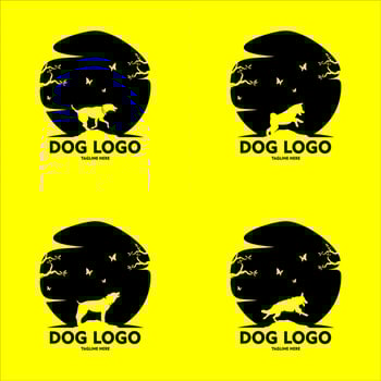 Vector logo on which an abstract image of a cute dog.