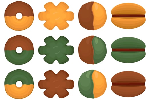 Big set homemade cookie different taste in pastry biscuit vector