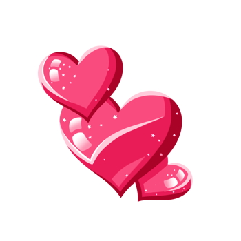 Valentines day sticker with three pink hearts png