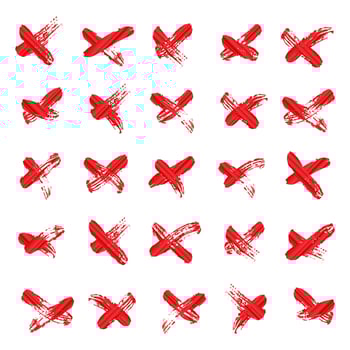 X - Cross Vector. Red Handwritten Symbol Or Letter Isolated On White Background. vector