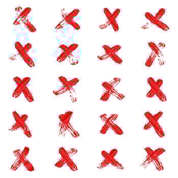 X Cross Sign Vector. Red Hand Drawn X Mark Symbol. Grunge Letter X Isolated vector