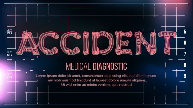 Accident Banner Vector. Medical Background. Transparent Roentgen X-Ray Text With Bones. Radiology 3D Scan. Medical Health Typography. Futuristic Technology Illustration vector