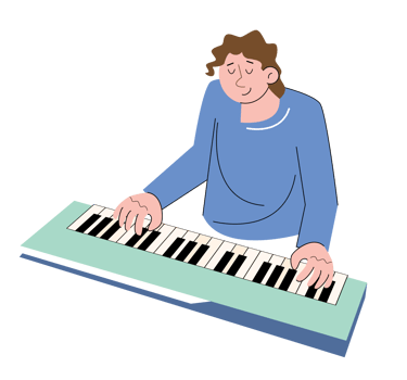 hobby character people play keyboard png