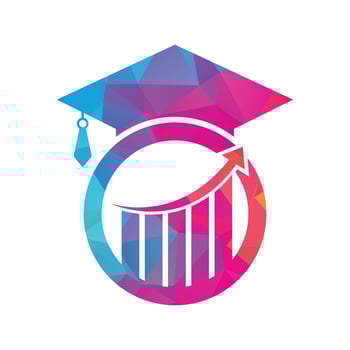 Graduate Cap with Finance Bar Chart Logo Vector. Education logo design and investment logo. vector