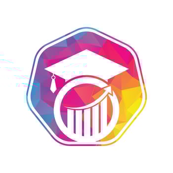 Graduate Cap with Finance Bar Chart Logo Vector. Education logo design and investment logo. vector