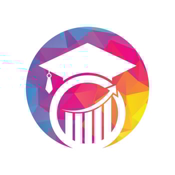 Graduate Cap with Finance Bar Chart Logo Vector. Education logo design and investment logo. vector