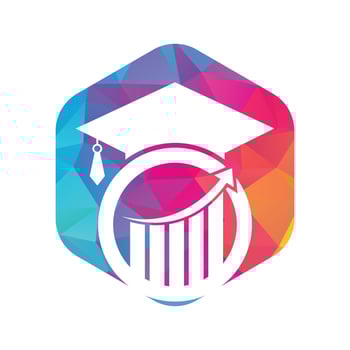 Graduate Cap with Finance Bar Chart Logo Vector. Education logo design and investment logo. vector