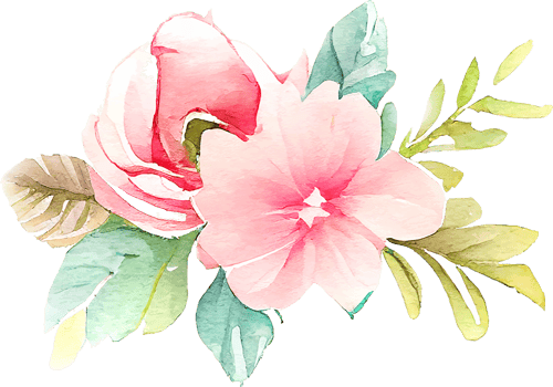 Cute watercolor frame with spring flowers png
