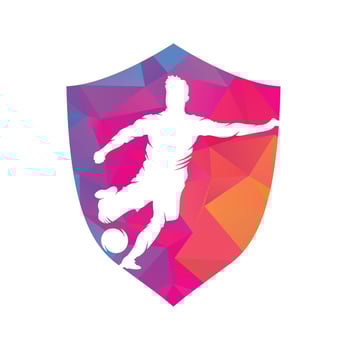 Soccer and Football Player logo design. Dribbling ball logo vector icon design.