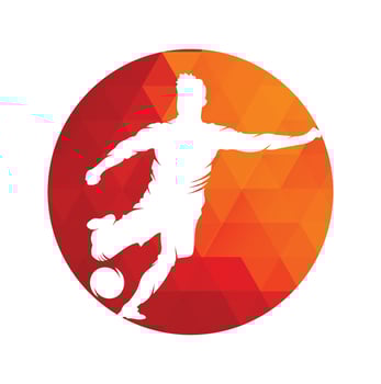 Soccer and Football Player logo design. Dribbling ball logo vector icon design.