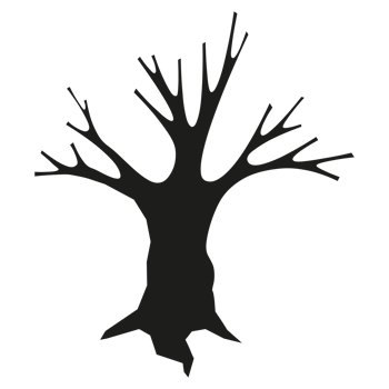 Black spooky tree silhouette on Transparent Background png