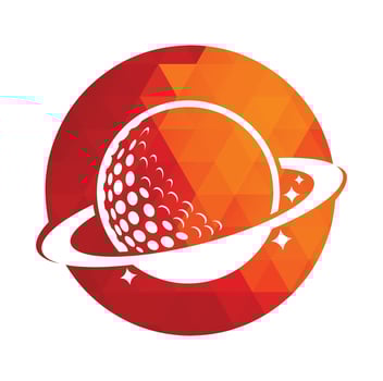 Planet golf vector logo design. Golf ball and planet vector logo design template.