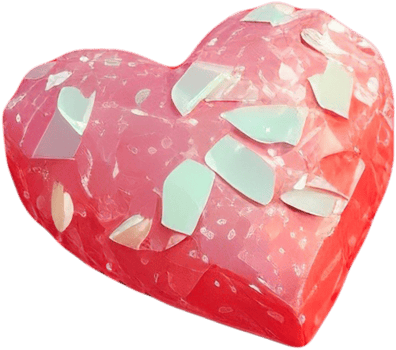 3D illustration of heart shape with abstract surface png