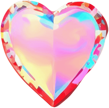 3D representation of a sparkling heart shape like a precious crystal png