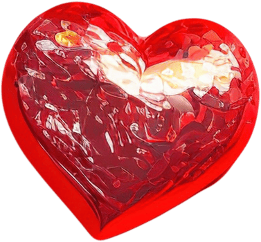 3D illustration of heart shape with abstract surface png
