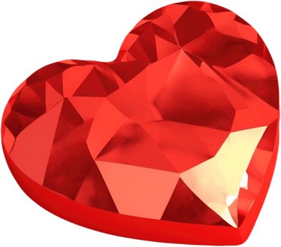 3D depiction of a gleaming heart shape like a gemstone png