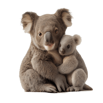 close up of a koala sitting in front png