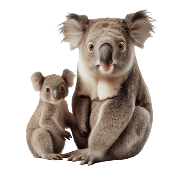close up of a koala sitting in front png