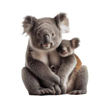 close up of a koala sitting in front png