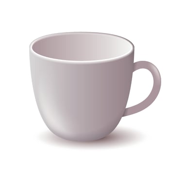 3d vector white cups of coffee .tea, coffee,water, cocoa, mug illustration.