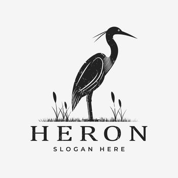 Heron bird Stork silhouette design logo, design template vector