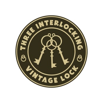 Medieval vintage lock design vector illustration, three interlocking locks. Logo Design Emblem Badge Stamp Design Retro Vintage. Symbol, template