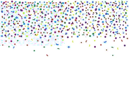 Falling colorful confetti. Birthday party background. vector