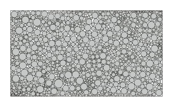 Rectangle ornamental pattern isolated on white background. Circle dots of different sizes. Gray color on black. vector