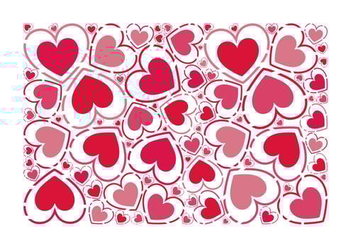 Hearts pattern. Red and pink colors. Stylized hearts isolated on white background. Love thematic. Valentines day celebration. Card, banner, cover, wedding invitation. Romantic ornament. vector
