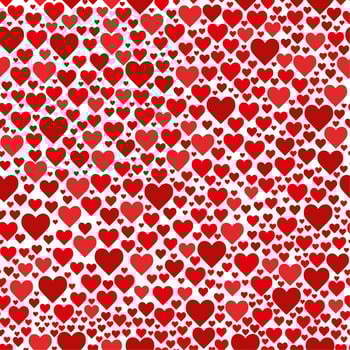 Seamless pattern with red hearts. Valentines day background. Vector illustration. Textile, fabric, print, wrapping paper. Confetti.
