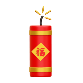 3D Chinese new year firecracker illustration png