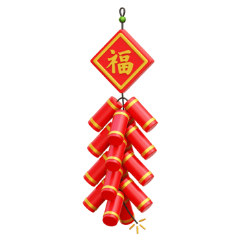 3D Chinese new year firecracker illustration png