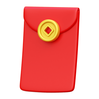 3D Chinese new year red envelope illustration png