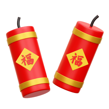 3D Chinese new year firecracker illustration png