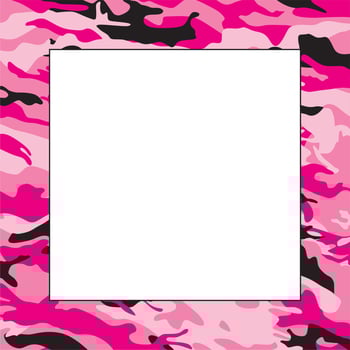 Camouflage pattern texture in pink shades. White sheet. Empty space. Border or frame. vector