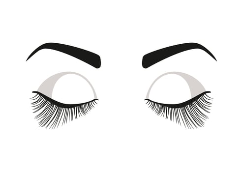 Closed eyes with long false eyelashes. Elegant eyebrow vector