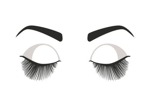 Closed eyes with long false eyelashes. Elegant eyebrow. vector
