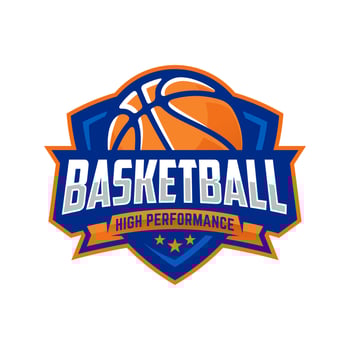 Basketball club logo, emblem, designs with ball. Sport badge vector illustration