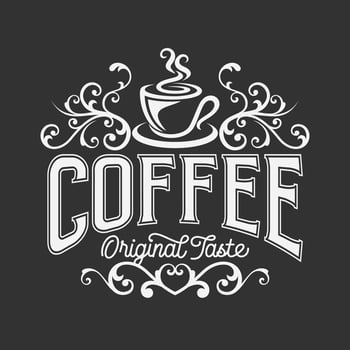 Vintage Coffee logo template. Caffeine logotype. Retro vintage insignia. Retro coffee badge. Vector illustration