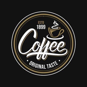 Vintage Coffee logo template. Caffeine logotype. Retro vintage insignia. Retro coffee badge. Vector illustration