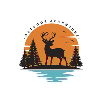 Wild Deer Badge logo Vector Illustration