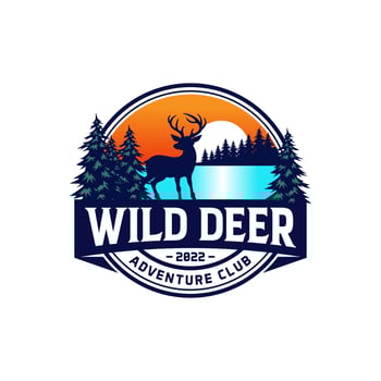 Wild Deer Badge logo Vector Illustration